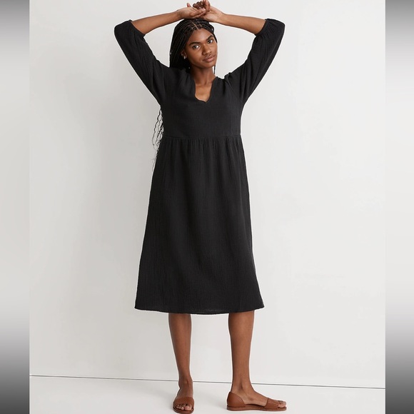NWT Madewell Organic Cotton Lightspun V-Neck Midi Dress XXS - Picture 10 of 10